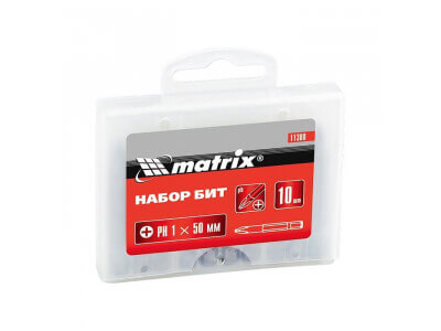 Набор бит Ph2 x 50 мм, сталь 45Х, 10 шт., в пласт. боксе// MATRIX