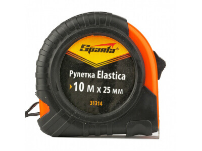 Рулетка Elastica, 10м*25 мм, обрезиненый корпус// Sparta